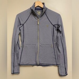 Lilly Pulitzer Luxletic Kapri Striped Full Zip Sweater XS Navy & White